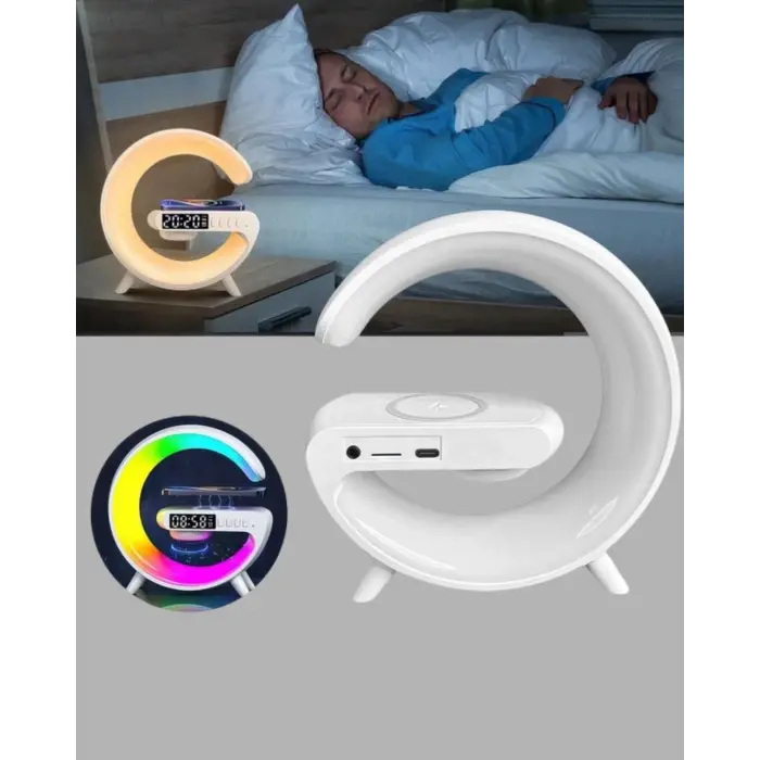 Kablosuz Şarjlı Atmosfer Lambası Bluetooth Hoparlör ve Akıllı Alarm Özellikli