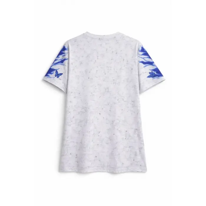 Kadın Asit Yıkamalı Oversize Tişört Bisiklet Yaka Kısa Kol T-shirt - Beyaz