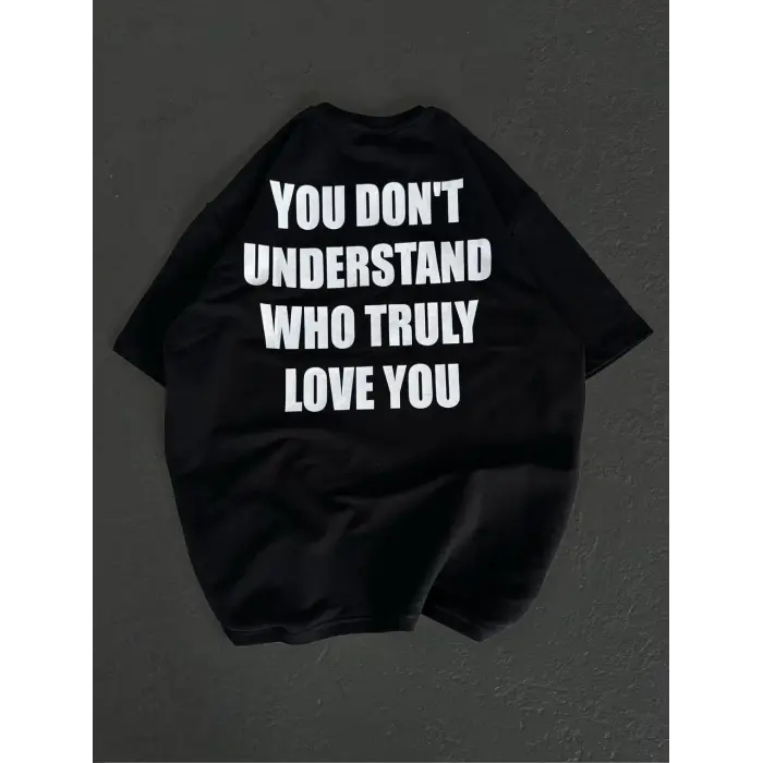 Kadın Baskılı T-Shirt Kısa Kol Bisiklet Yaka Regular Fit Rahat Kalıp Günlük Tişört  - Siyah