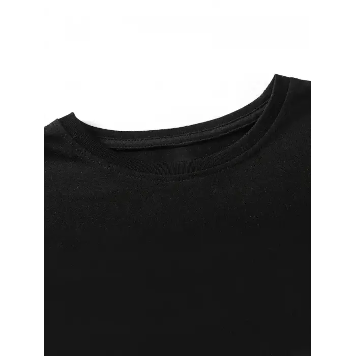 Kadın Tişört Bisiklet yaka kısa kol Eğlenceli Karikatür T-shirt - Siyah