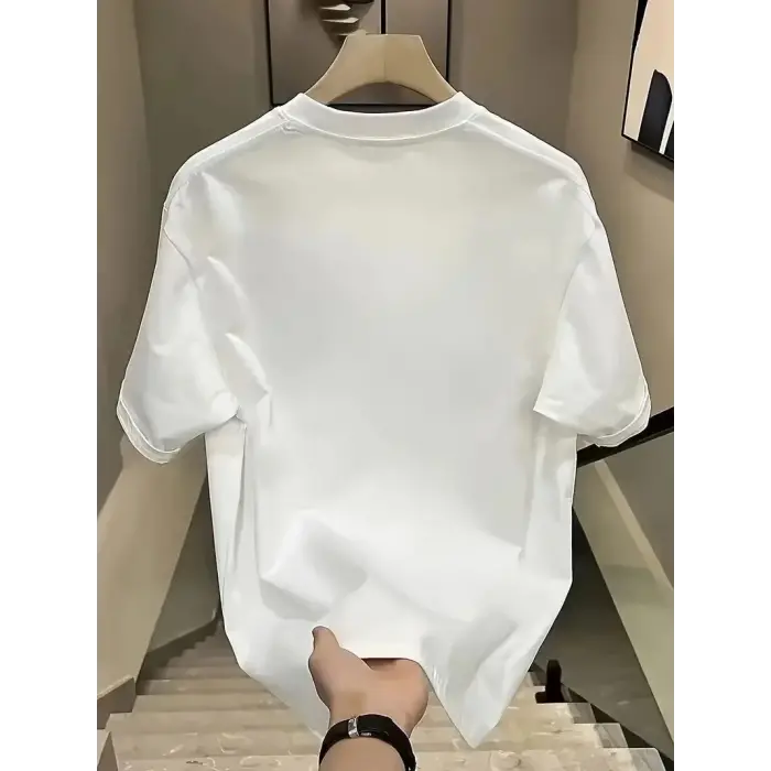 Kadın Kısa Kol Yazlık Tişört Bisiklet Yaka Baskılı Oversize T-Shirt - Beyaz