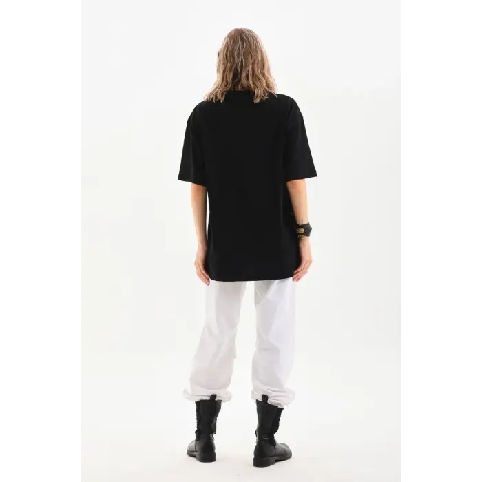 Kadın Düz  Kısa kol Penye T-shirt - Siyah