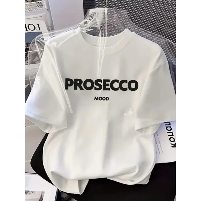 Kadın Kısa Kol Yazlık Tişört Bisiklet Yaka Baskılı Oversize T-Shirt - Beyaz