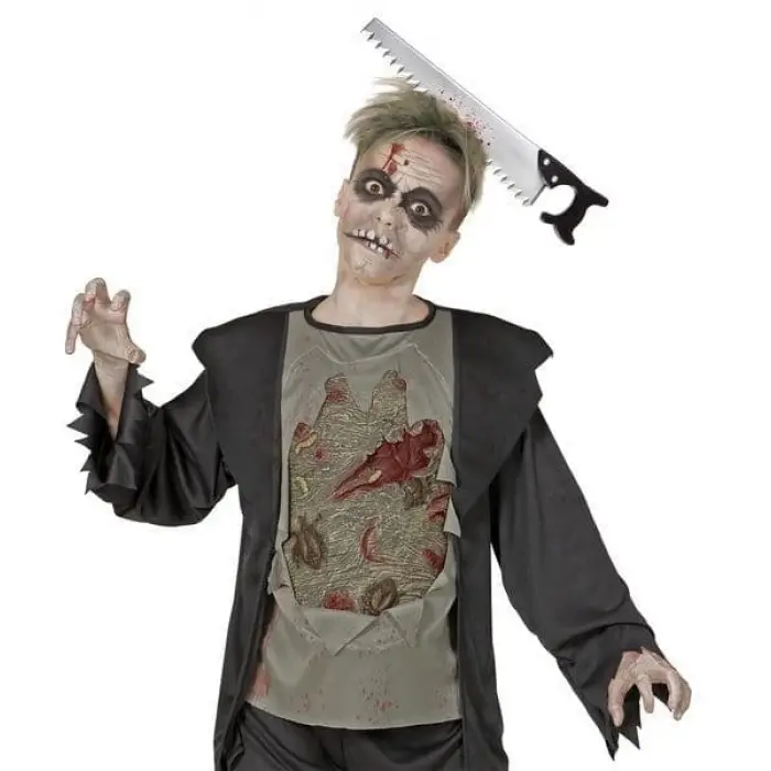 Kafaya Saplanmış Halloween Kanlı Testere Şaka Tacı Bx40