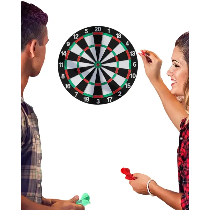 Kaliteli Ahşap Dart Tahtası 12 İnç  4 Dart Ok Seti