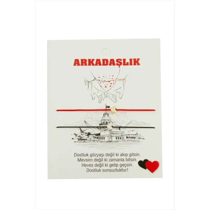 Kalp Arkadaşlık İp Bileklik 2 Adet