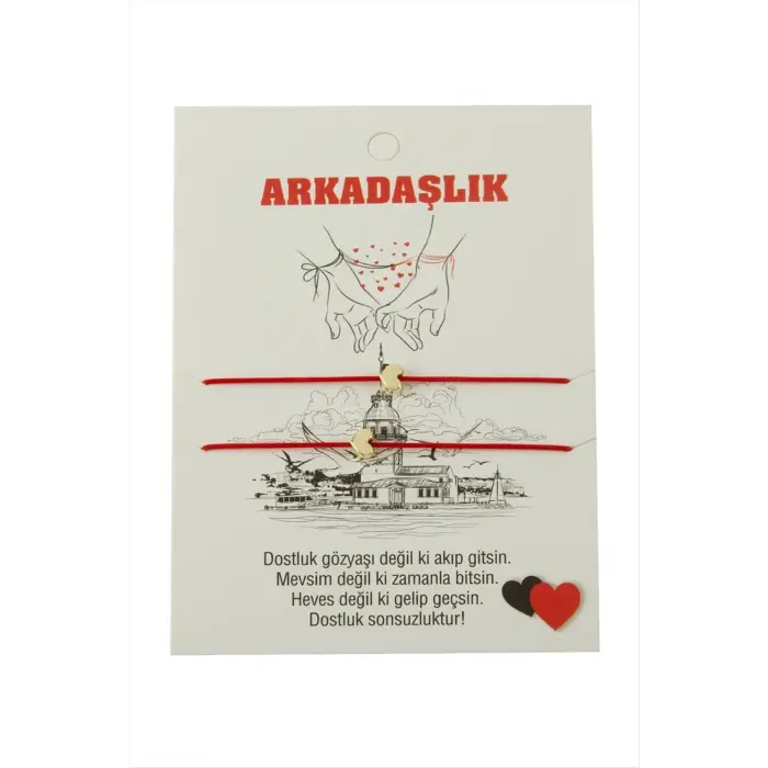 Kalp Arkadaşlık İp Bileklik 2 Adet