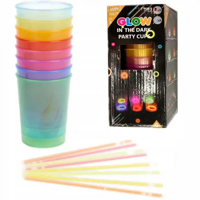 Karanlıkta Yanan Gece Işığı Mega Glow Bardaklar 8 Adet 8.5 X 10.5 Cm Bx40