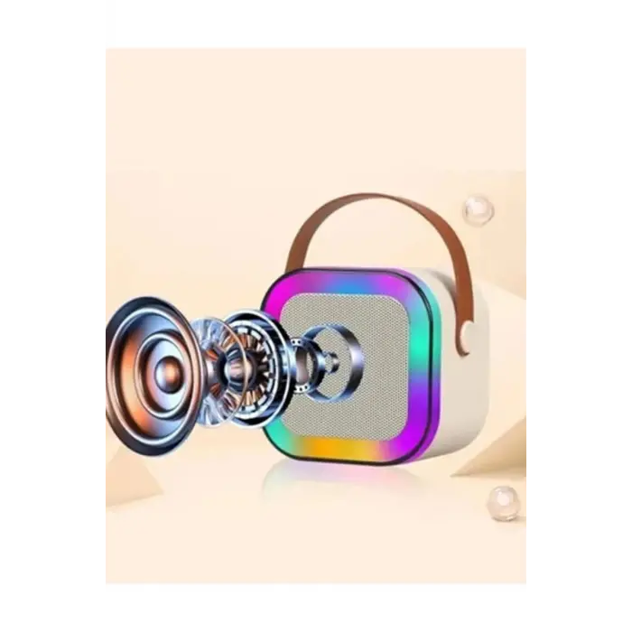 Karaoke Kablosuz Hoparlör Mikrofonlu Rgb Işıklı Bluetooth Spe Tf Kart/usb Siyah