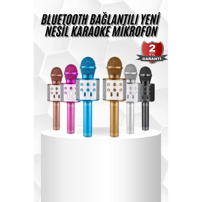 Karaoke Mikrofon Bluetooth Bağlantılı Aux Girişli Uzun Pil Ömrü Yüksek Ses Kaliteli