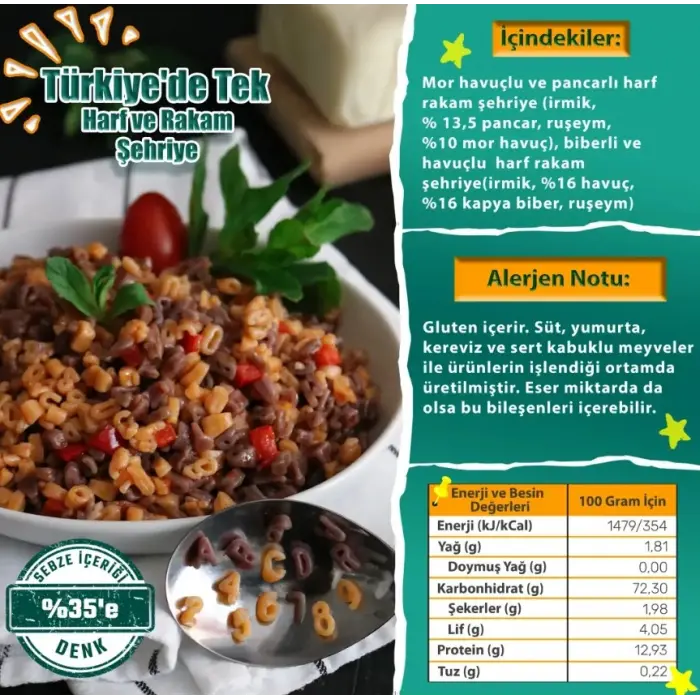 Karışık Sebzeli Harf Rakam Şehriye 250gr