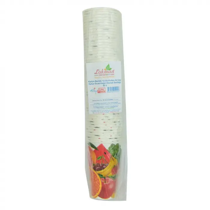 Karton Bardak 12 Oz Kullan At Çay Kahve Sıcak Kağıt Otomat Bardağı 50 li 1 Paket
