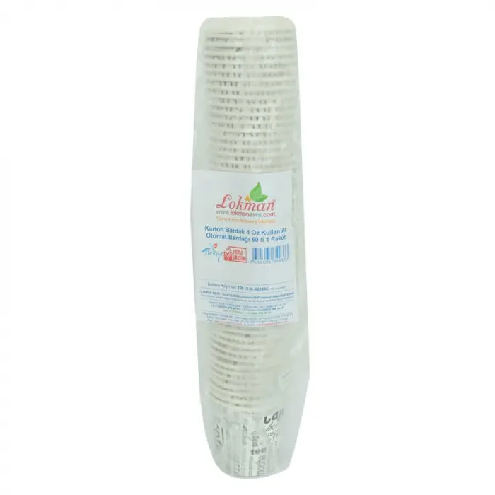 Karton Bardak 4 Oz Kullan At Çay Kahve Sıcak Kağıt Otomat Bardağı 50 li 1 Paket