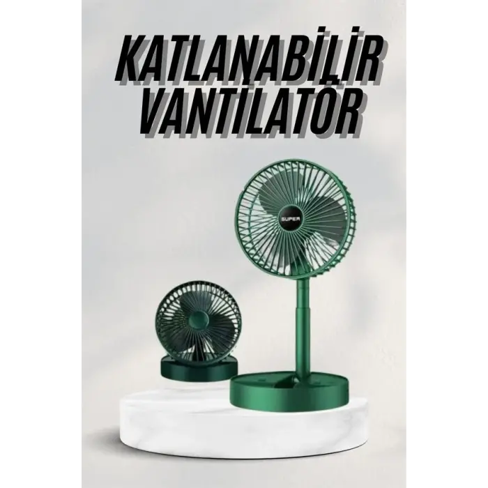 Katlanabilir Teleskopik Şarjlı Fan Masaüstü Soğutucu Vantilatör