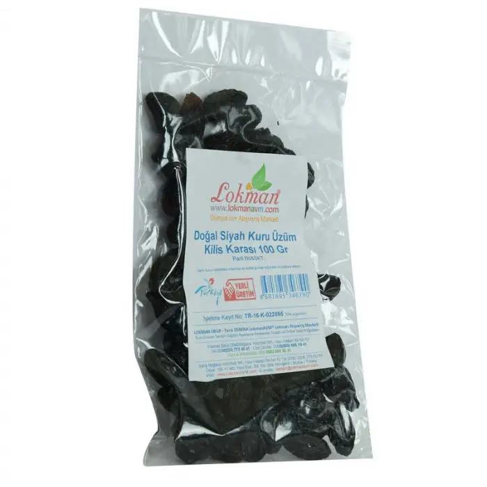Kilis Karası Siyah Kuru Üzüm 100 Gr Paket