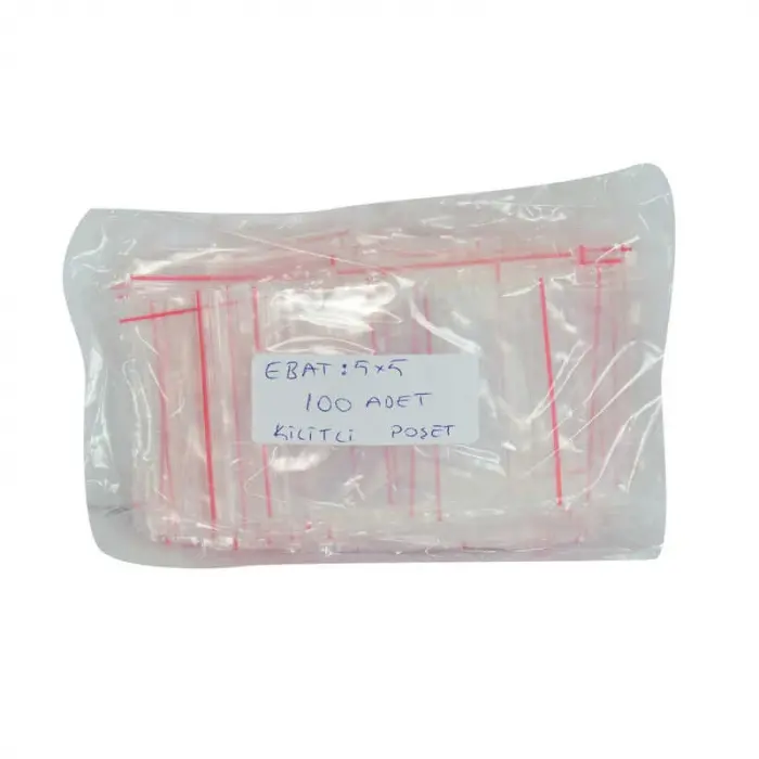 Kilitli Naylon Torba Poşet 5X5 Cm Şeffaf 100 Adet 1 Paket