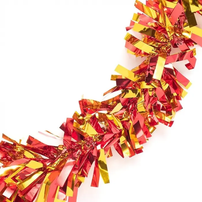 Kırmızı Altın Renk 4 Cm Genişlik Garland Çift Renk Sim Süs 180 Cm Bx40