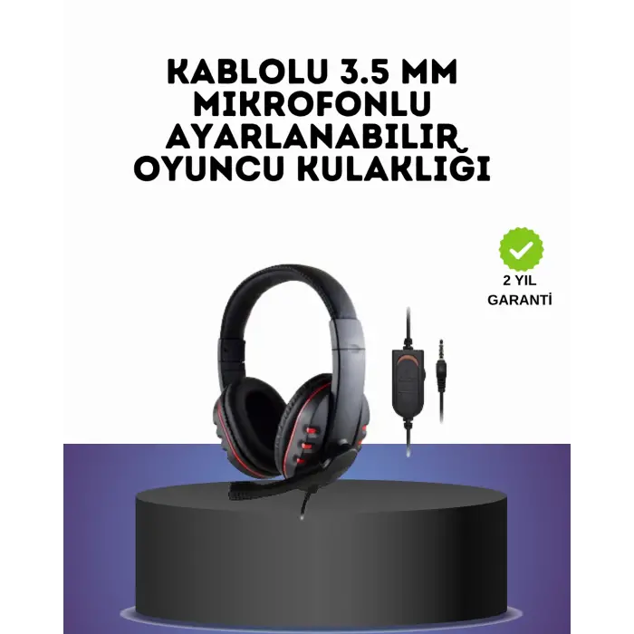 Kırmızı Gaming Headset Mikrofonlu Sağlam Kablolu Konforlu