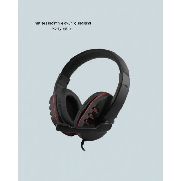 Kırmızı Gaming Headset Mikrofonlu Sağlam Kablolu Konforlu
