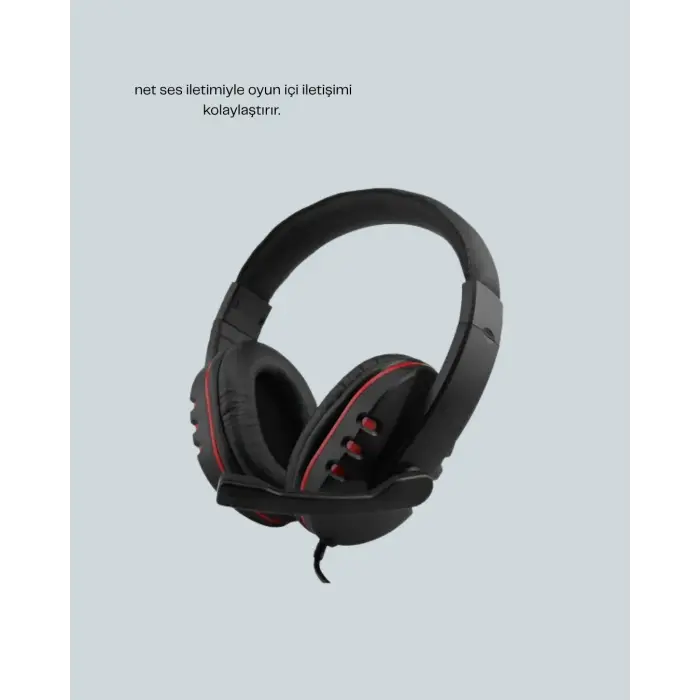 Kırmızı Gaming Headset Mikrofonlu Sağlam Kablolu Konforlu