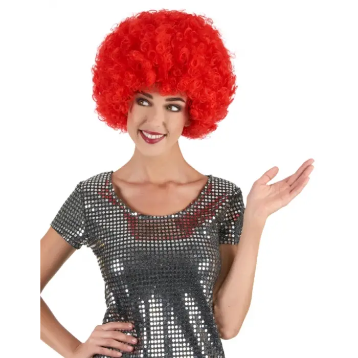 Kırmızı Renk Kıvırcık Afro Bonus Peruk Bx40