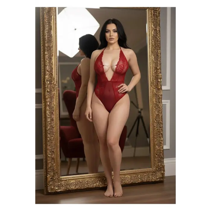 Kırmızı Taşlı Bodysuit