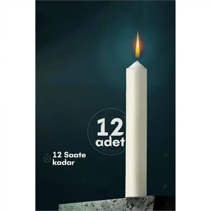 Klasik Mum 12 Adet - Kokusuz Mum 721864