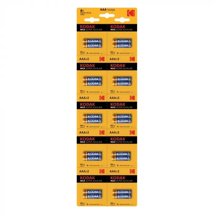 Kodak 20 Adet Max Super Alkalin 2’li Ayrılabilir Kartela İnce Pil