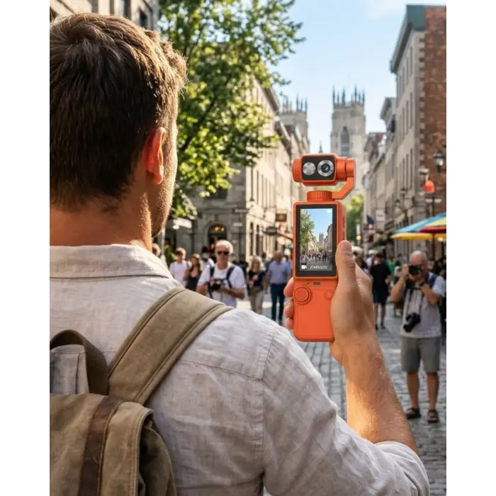 Kompakt 4K Gimbal Kamera 180 Derece Döner Başlık Stabil Video ve Vlog Uyumlu