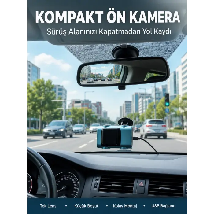 Kompakt Dash Kamera USB Şarj TF Kart Destekli Yeni Nesil