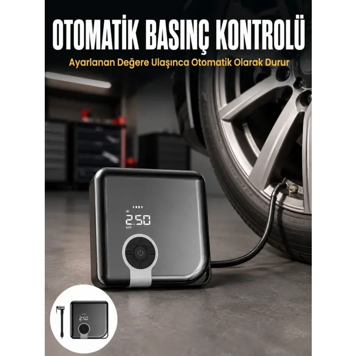 Kompakt Tasarımlı LED Işıklı Taşınabilir Diyafram Tip Kompresör Yeni Nesil