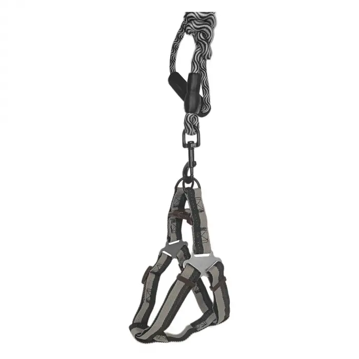 Köpek Göğüs Tasma Seti Daa Desenli 2.5 cm*50-72 cm Siyah-Beyaz