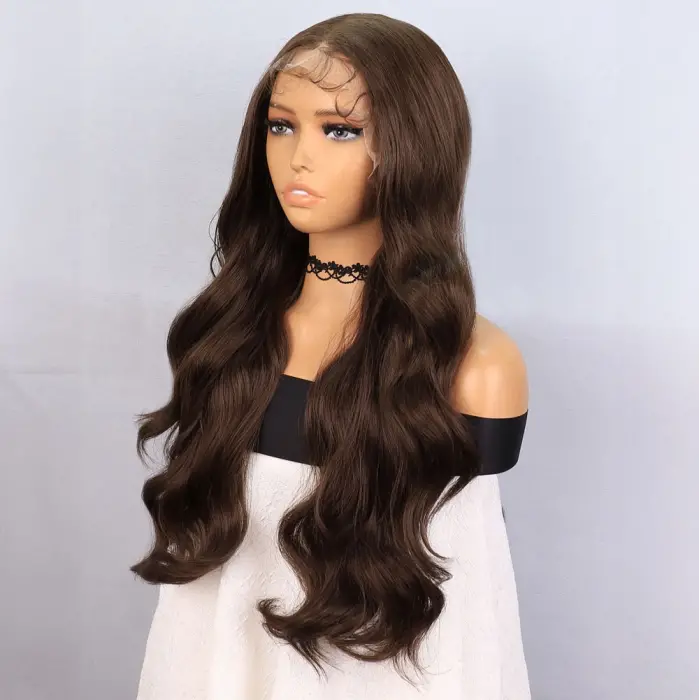 Koyu Kumral Fiber Sen Front Lace Tül Peruk