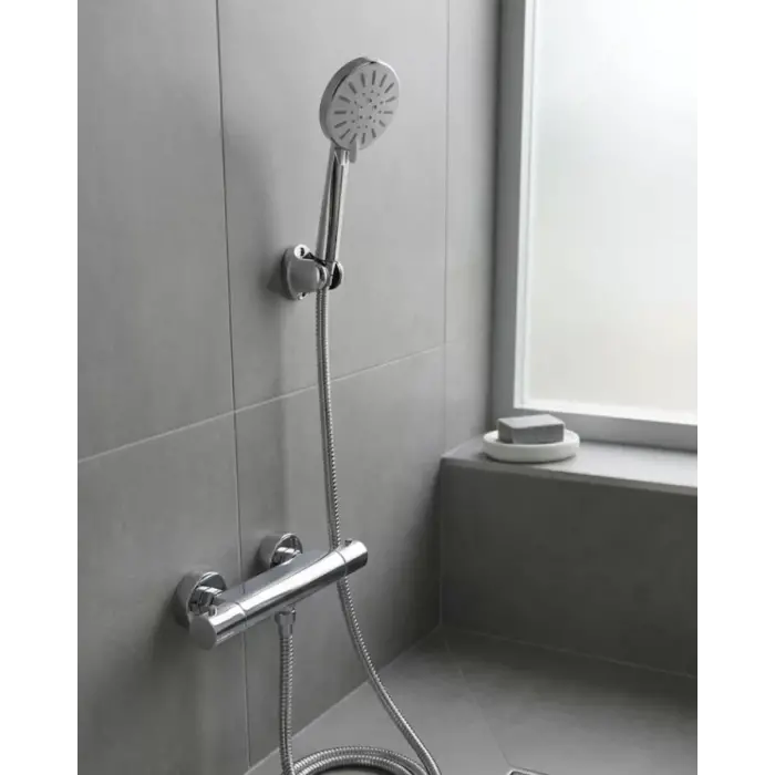 Krem Duş Başlığı Seti 4 Kademeli El Duşu Spiral Hortumlu Banyo Seti