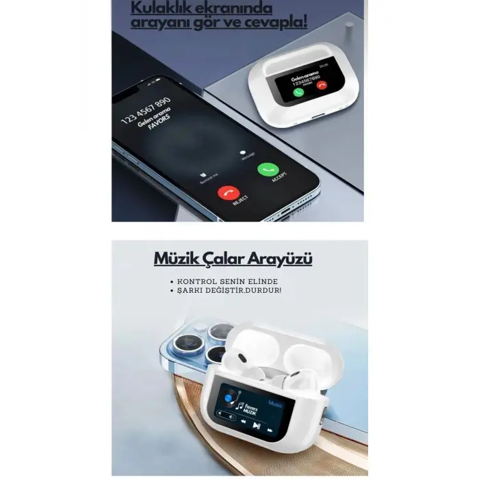 Kulak içi TWS Bluetooth Kulaklık - Renk: Beyaz, Bluetooth Versiyon: 5.2, Mikrofon