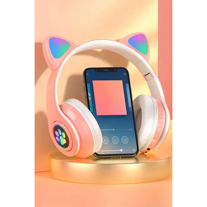 Kulak üstü Bluetooth Kulaklık - Renk: Pembe, Bluetooth Versiyon: 5.0, Mikrofon, Özellik: Kablolu