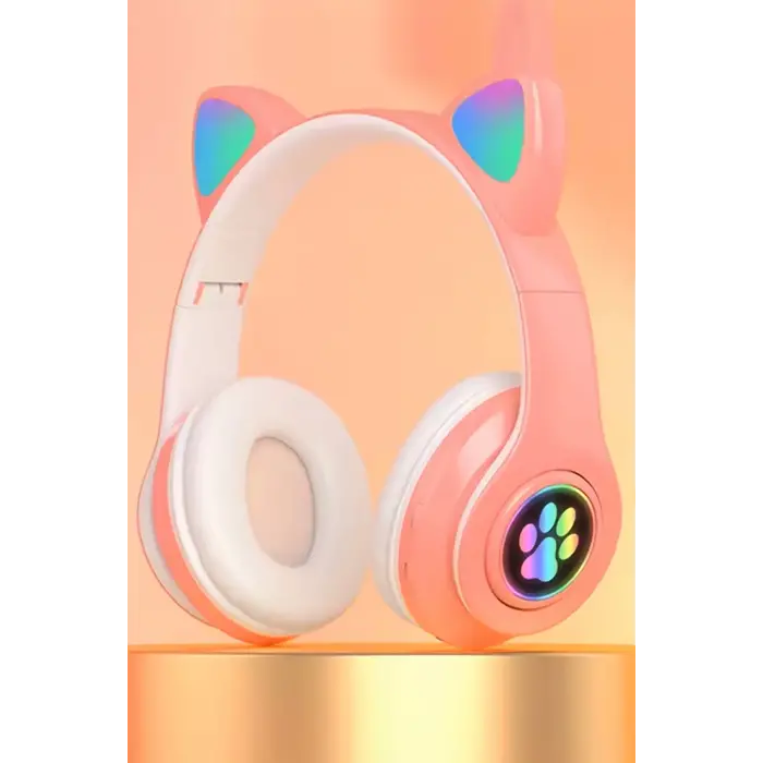 Kulak üstü Bluetooth Kulaklık - Renk: Pembe, Bluetooth Versiyon: 5.0, Mikrofon, Özellik: Kablolu