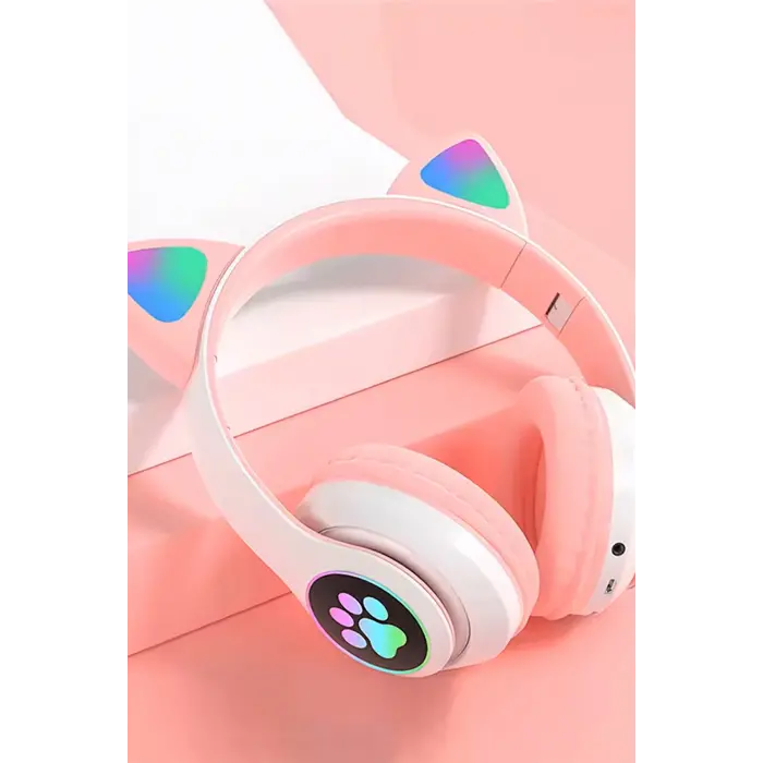 Kulak üstü Bluetooth Kulaklık - Renk: Pembe, Bluetooth Versiyon: 5.0, Mikrofon, Özellik: Kablolu