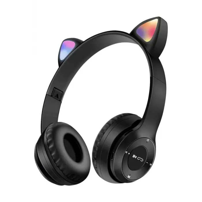 Kulak Üstü Bluetooth Kulaklık, RGB Işıklı ve Dokunmatik Kontrollü, Mikrofonlu, Siyah Renk