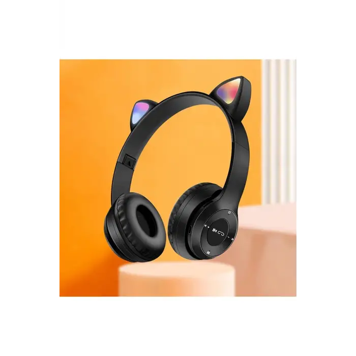 Kulak Üstü Bluetooth Kulaklık, RGB Işıklı ve Dokunmatik Kontrollü, Mikrofonlu, Siyah Renk