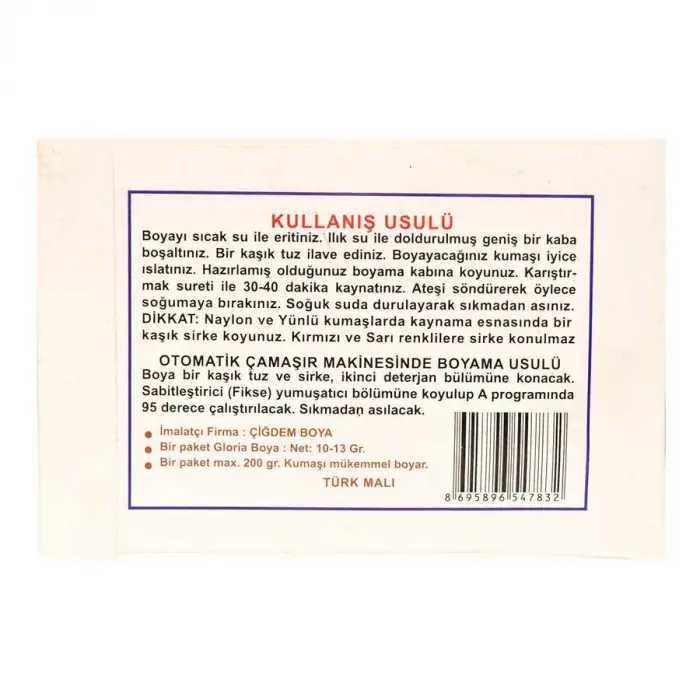 Kumaş Boyası Mor 10 Gr Pkt