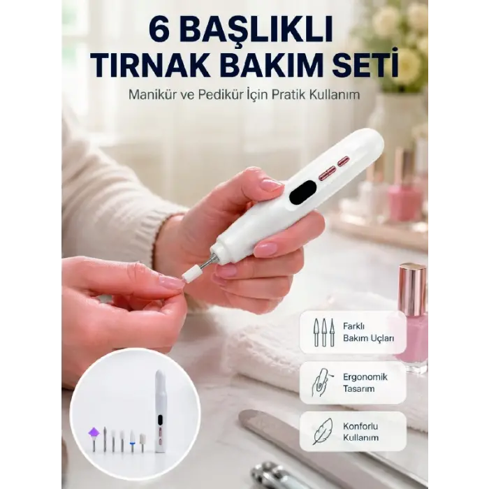 Kurutma Özellikli Manikür Pedikür Cihazı Şarj Edilebilir