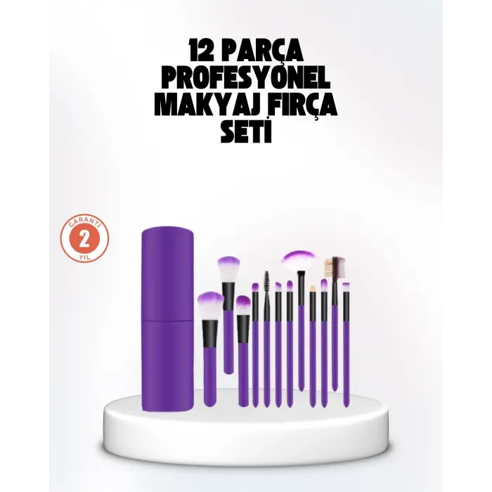 Kusursuz Makyaj İçin 12 Parça Profesyonel Fırça Seti Taşınabilir Kutu Hediyeli