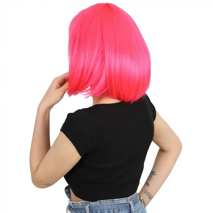 Küt Kahküllü Fiber Sen Peruk / Neon Pembe