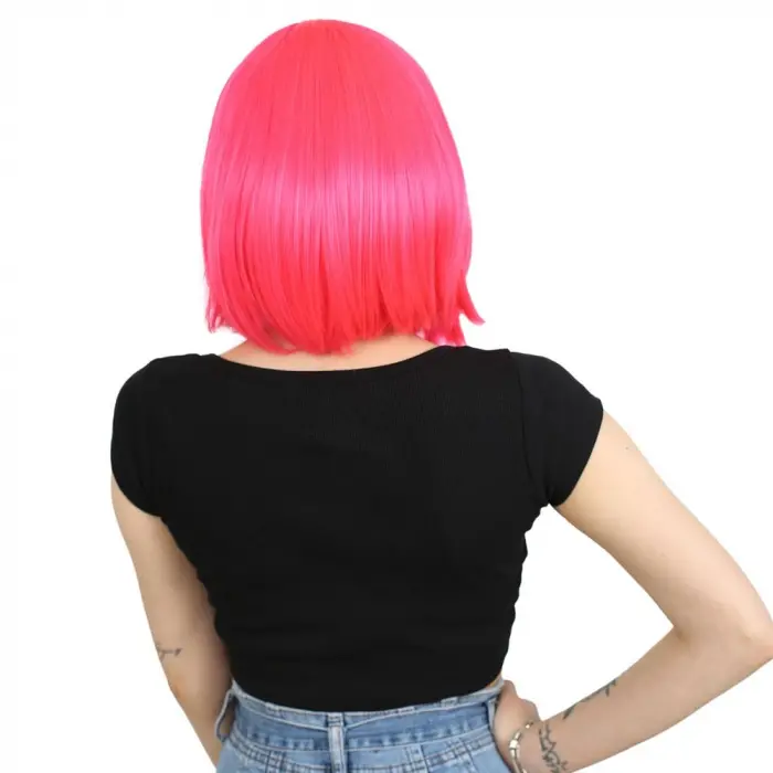 Küt Kahküllü Fiber Sen Peruk / Neon Pembe
