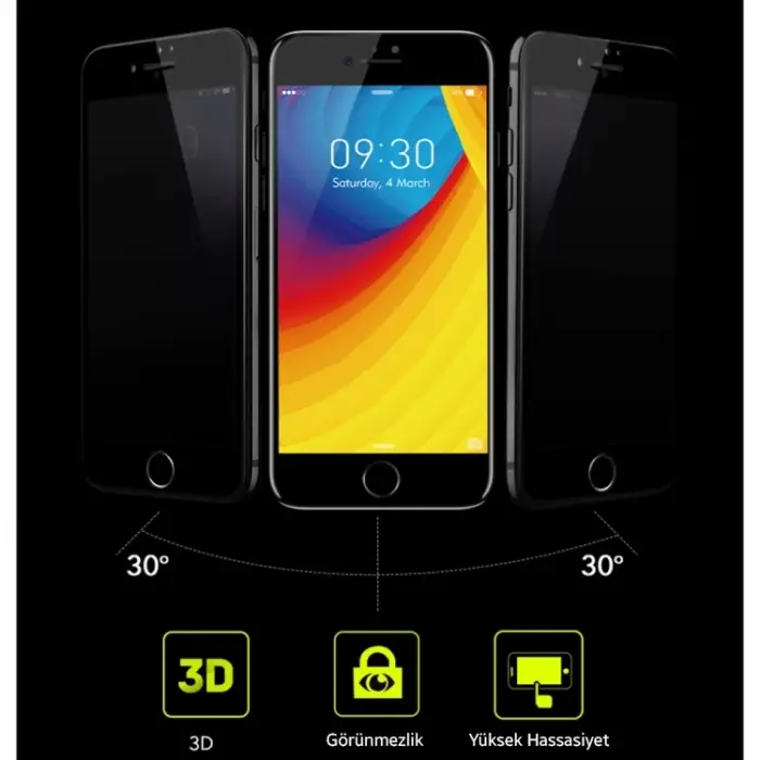 KUULAA İPhone 6S-6 Plus 3d Full Privacy Gizlilik Kırılmaz Cam Ekran Koruyucu-(5775)