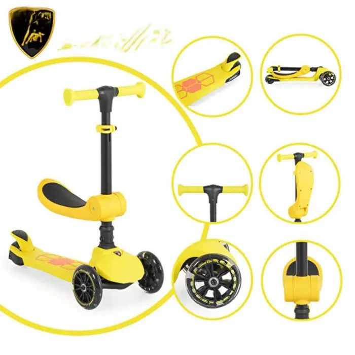 L5-2IN1-Y  LİSANSLI KATLANIR OTURAKLI IŞIKLI SCOOTER SARI