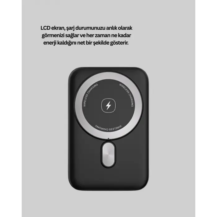 LCD Ekranlı Kablosuz Powerbank Type C ve USB Çıkışlı Yeni Nesil