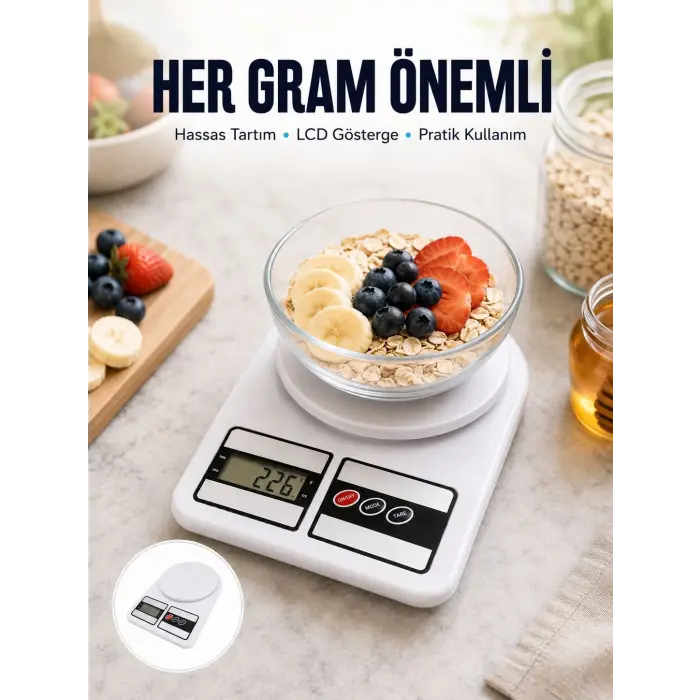 LCD Ekranlı Yüksek Hassasiyetli Dijital Mutfak Terazisi Yeni Nesil