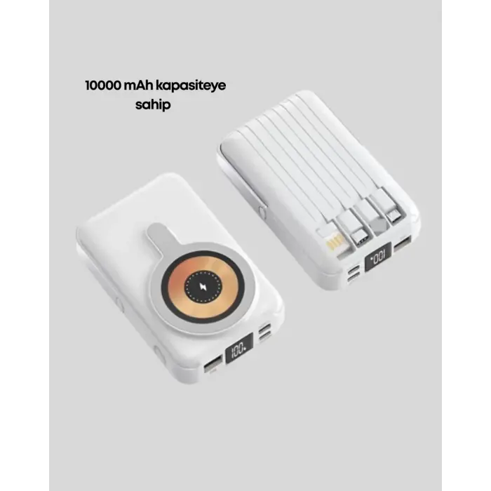 LCD Göstergeli Manyetik Powerbank Type C USB Girişli Yeni Nesil